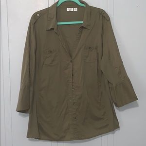 Olive long sleeved button up blouse
